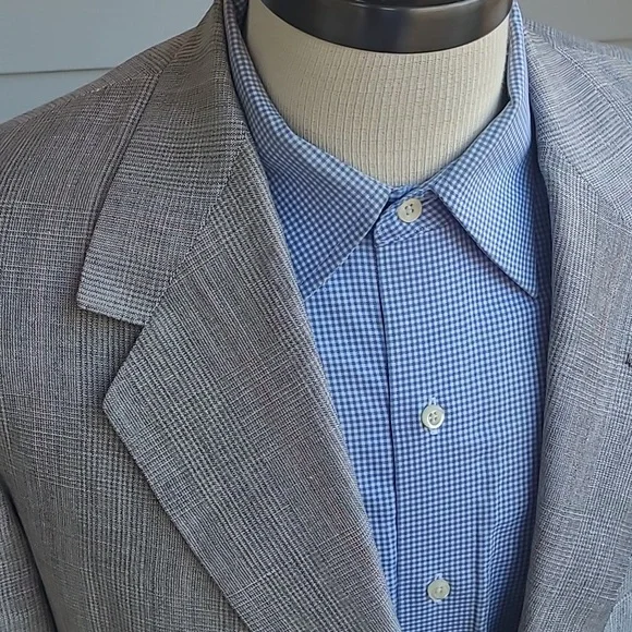 OXXFORD Onwentsia Grey Modest Plaid Silk Blend Sz 42 R L Mens Sport‎ Coat Blazer